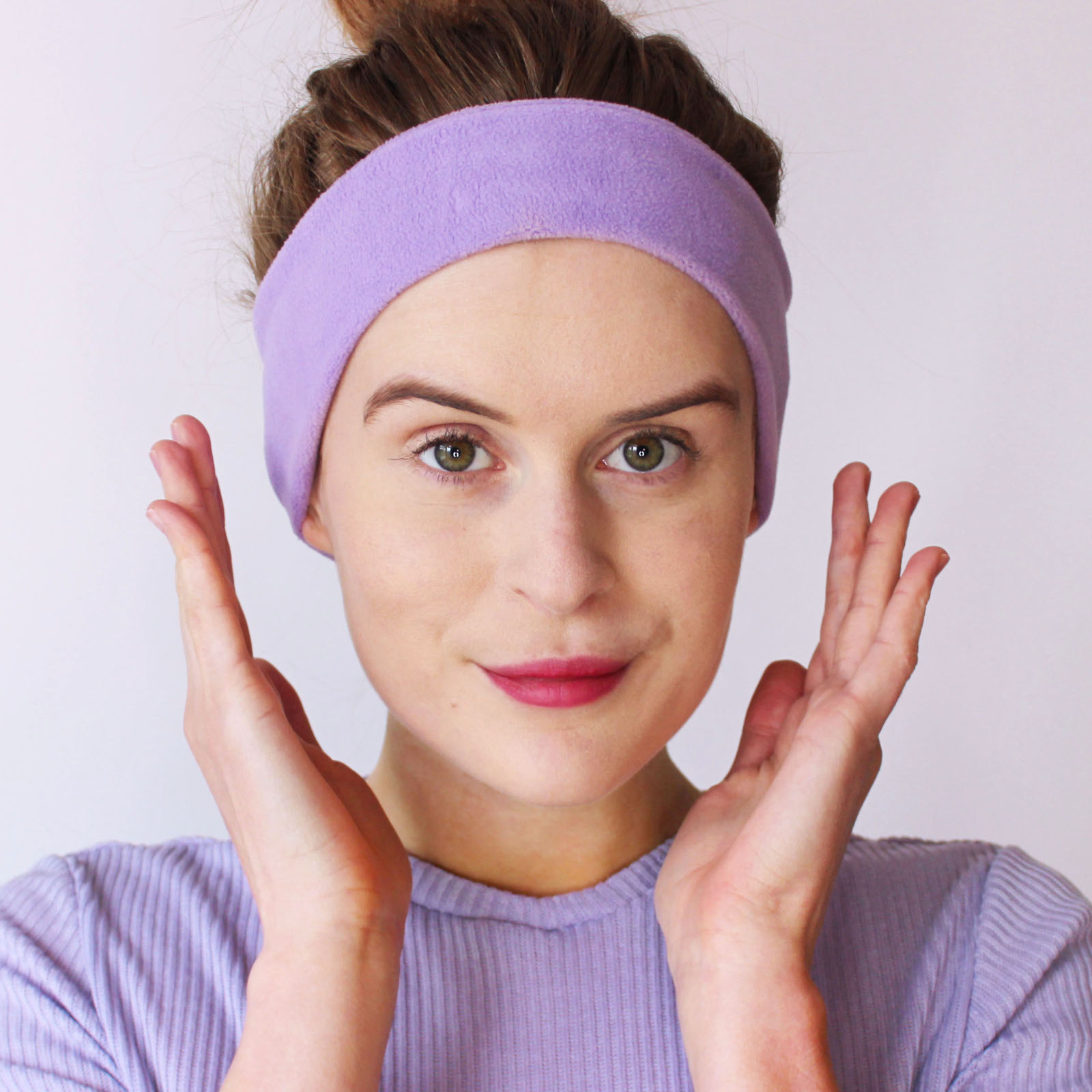 becca wearing the best wireless bluetooth headband asmr headphones
