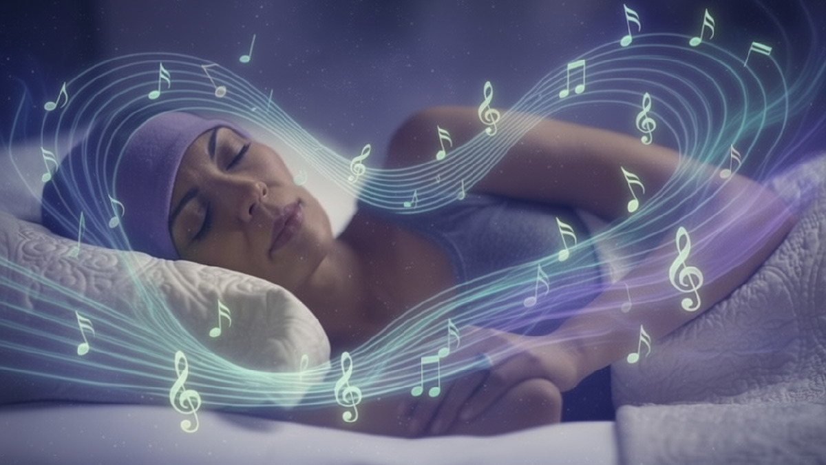 fanciful depiction of a woman using music during hypnosis