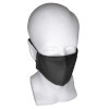 Charcoal gray waterproof face mask with black adjustable ear loops model fron view
