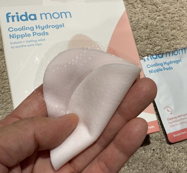 close up of frida mom hydrogel pads folded to show both surfaces