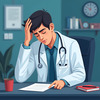 depiction of a doctor who's clearly gotten too little sleep