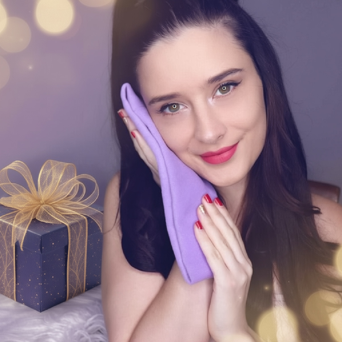 woman has received SleepPhones® headphones for ASMR as a gift