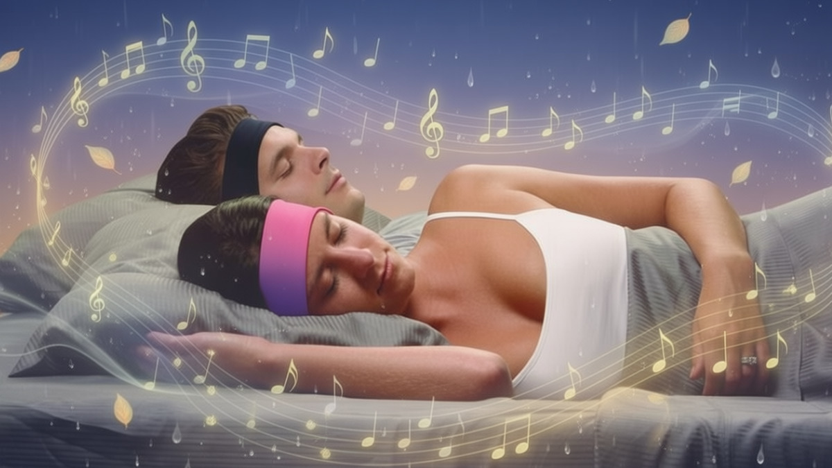 a contented couple sleeping to the sounds of music and nature