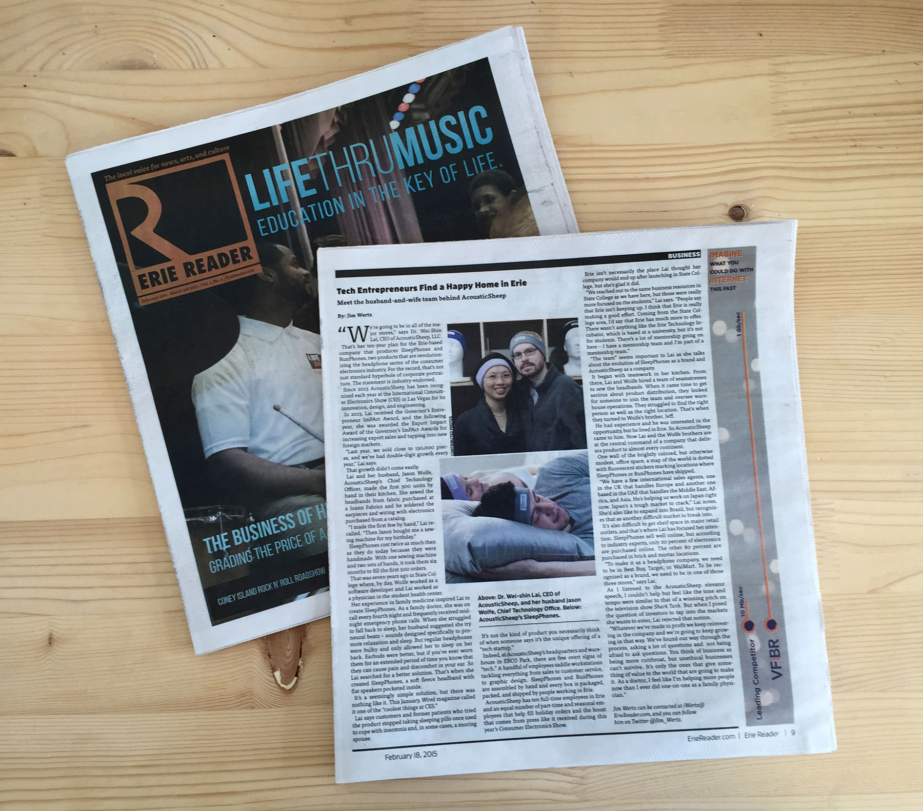 AcousticSheep, Jason Wolfe and Wei-Shin feature in article in the Erie Reader
