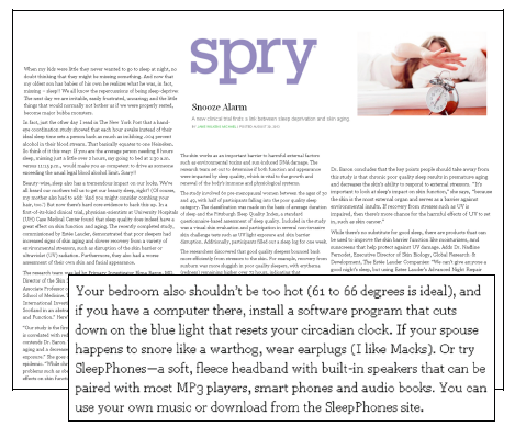 SleepPhones Featured in Spry Magazine — August 2013