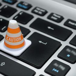 warning cone on keyboard
