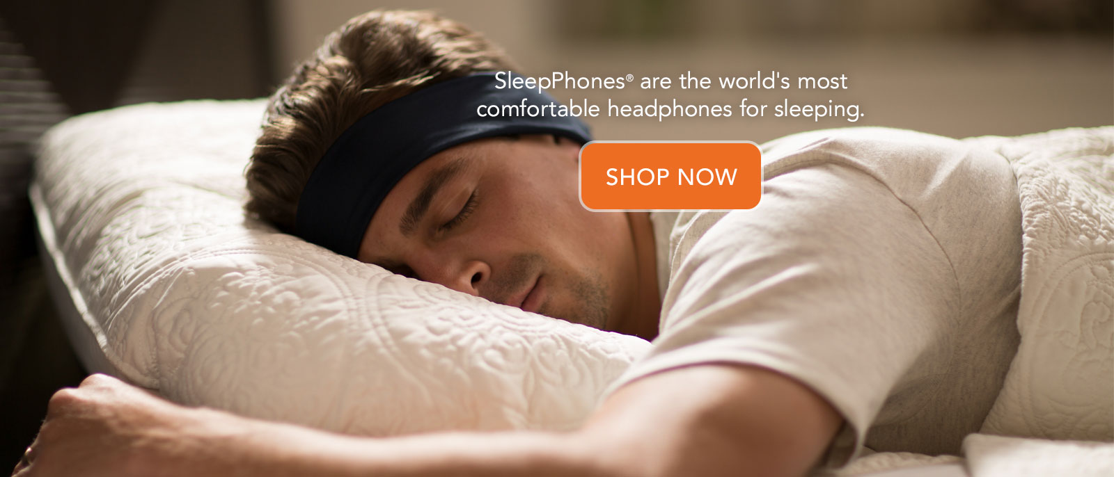 Shop now AcousticSheep SleepPhones are the world's most comfortable headphones for sleeping. Man sleeping on side with black sleep headband headphones.